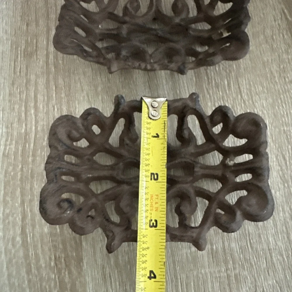 Cast Iron Scroll Soap Dish / Business Card, Rust - Set of 2